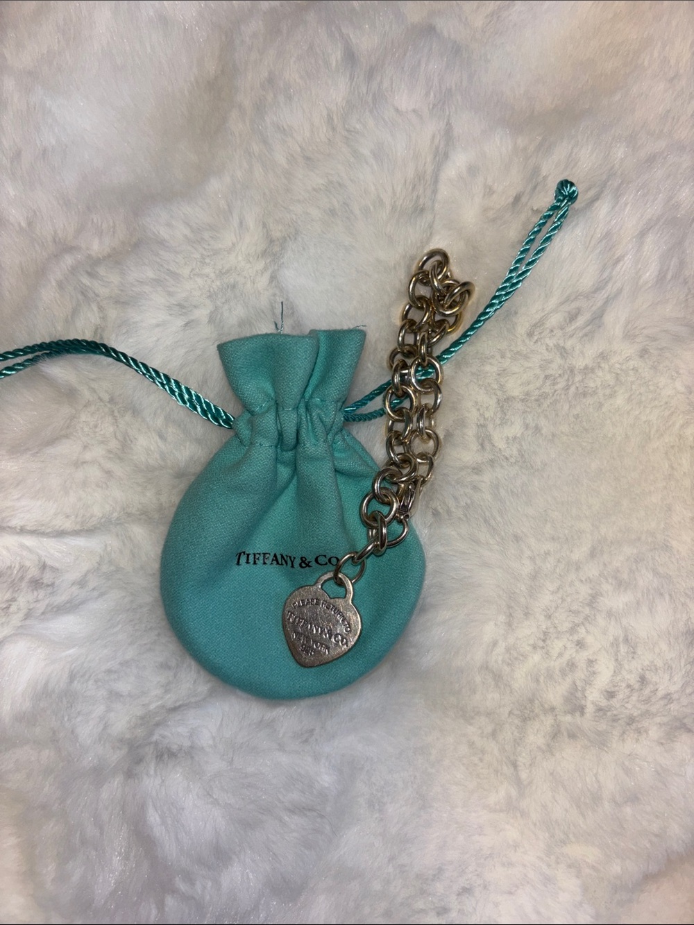 Tiffany & Co. Turquoise Drawstring Mini Pouch with Silver Charm